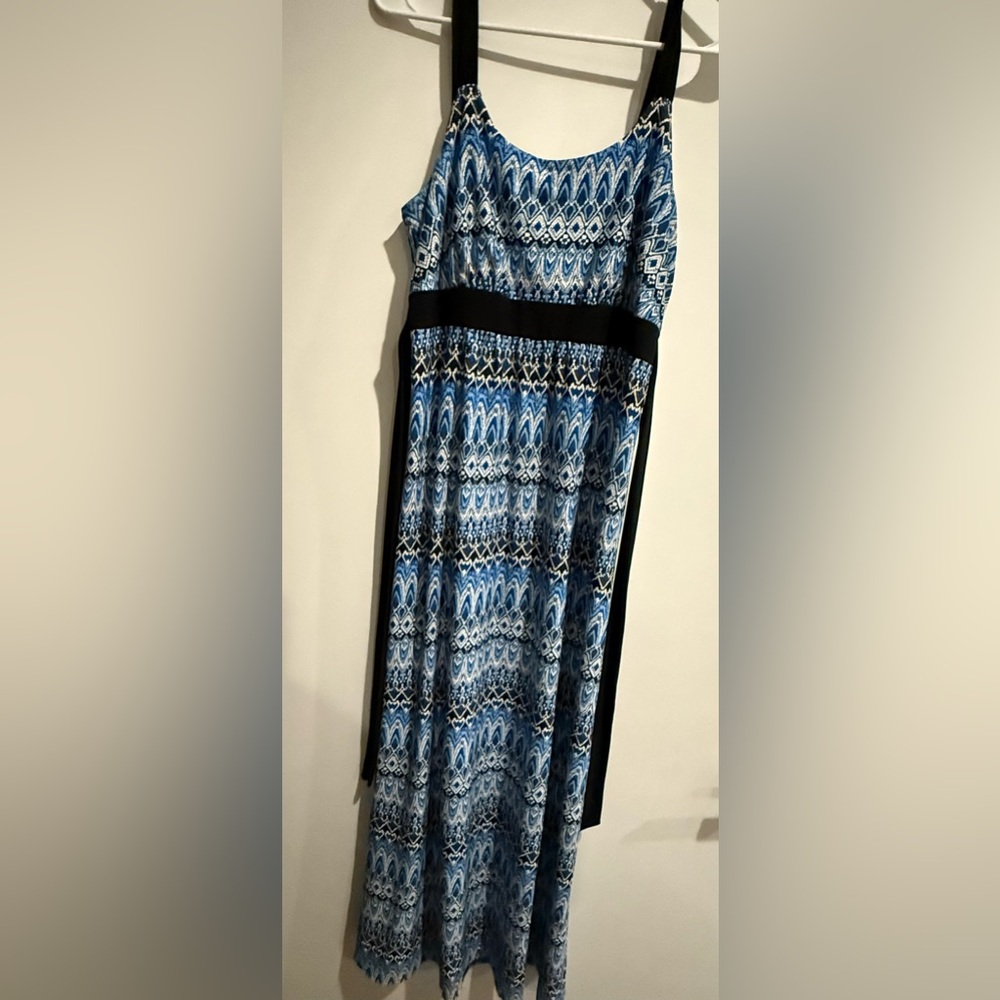 Blue and Black Patterned Maxi Dress